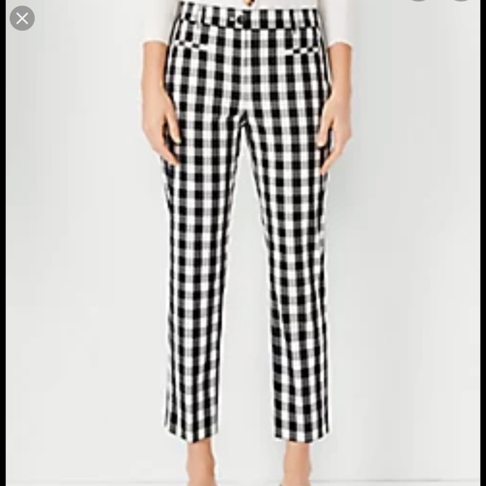 Ann Taylor Ankle Crop Lightweight Gingham Pants 8